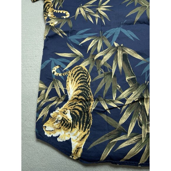 Bonobos Shirt Men's Medium Tiger Print Bamboo All over Print Blue Hawaiian - Picture 9 of 9